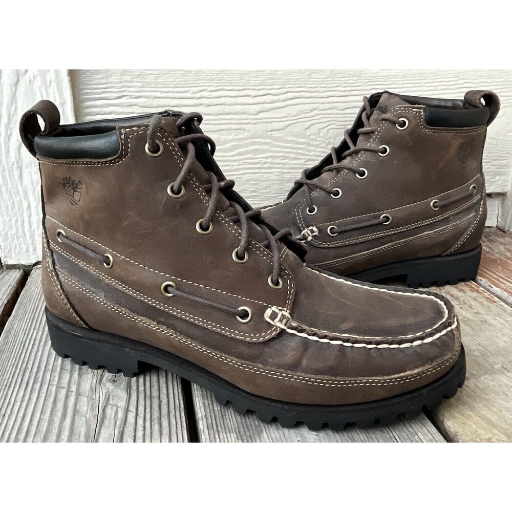 Timberland Earthkeepers Men’s 9 Brown Leather Moc Toe Boots Style: 84591